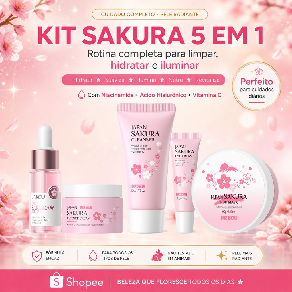 【41,003円相当!!】SAKURA GLOW ピーリングセラム 6点セット LAIKOU Sakura Kit Skincare Facial Serum Vitamina C Clareador Anti