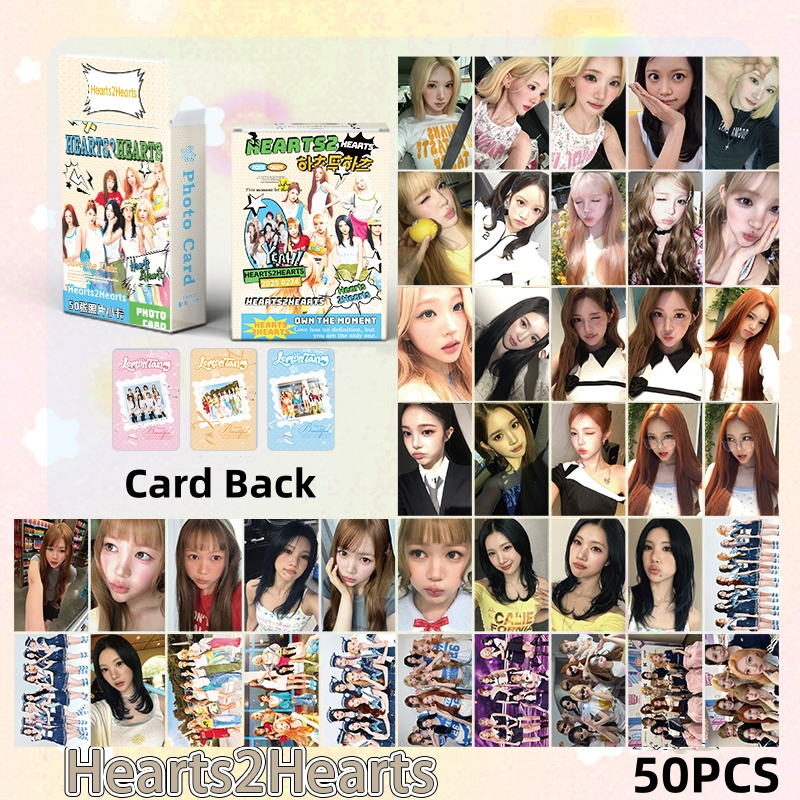 50 Pçs/Caixa Hearts2Hearts H2H Cartão Laser Photocard Holograma