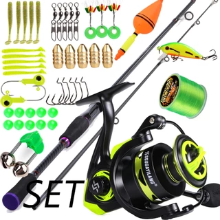 Sougayilang 1.8M Vara De Pesca De Fibra De Carbono 1000/2000/3000/4000 Conjunto De Carretel Com Isca De Linha Completo 5