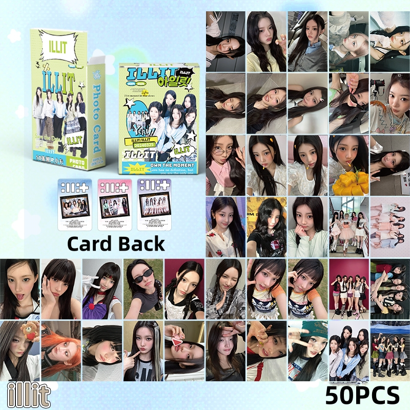 50pcs/box KPOP ILLIT Cartão Laser Cartões Fotográficos | Shopee Brasil