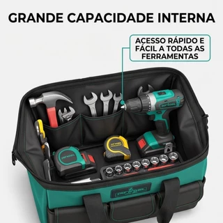 Bolsa para Ferramentas Grande Multiuso com Compartimentos Bolsa Oxford Resistente Organizador de Ferramentas Profissiona