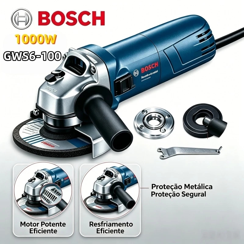 Bosch esmerilhadeira lixadeira 220v_127V GWS6-100 Esmerilhadeira Angular Profissional 1000W