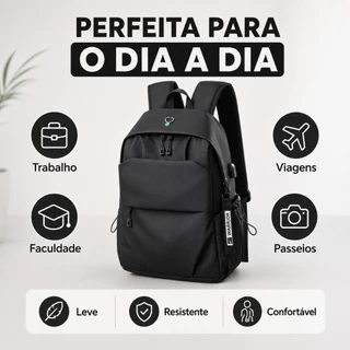 Mochila Executiva Unissex para Notebook com USB Grande Capacidade e Costas Acolchoadas