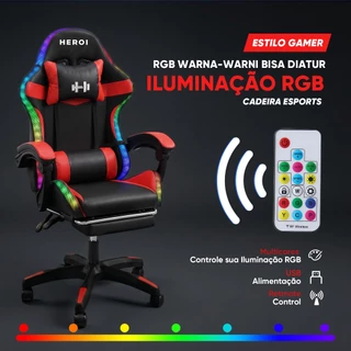 HEROI Gaming Chair RGB Efeito de iluminação Apoio de braço de elevação Reclinável Lunch Break Chair Jogo de escritório D