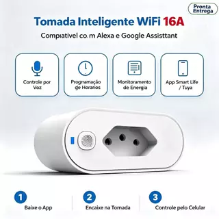 Smart Plug Wi-Fi Tuya – Controle pelo Smart Life e Alexa! Economize energia e automatize sua casa | KIT 1/2/3 disponível