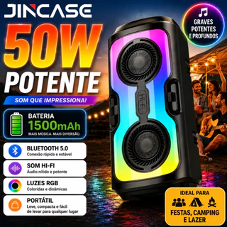 Caixa de som Bluetooth portátil com bateria de longa duração e iluminação ambiente RGB, perfeita para praias e festas