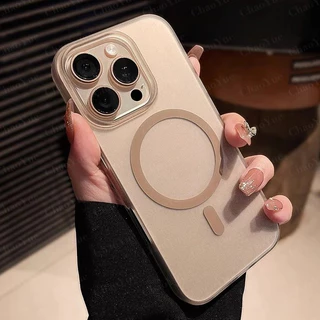 Capa De Telefone Magnética Fosca Matte Desert Titanium AG Compatível Com IPhone 11 12 13 14 15 16 17 Pro Max AIR Plus Rí