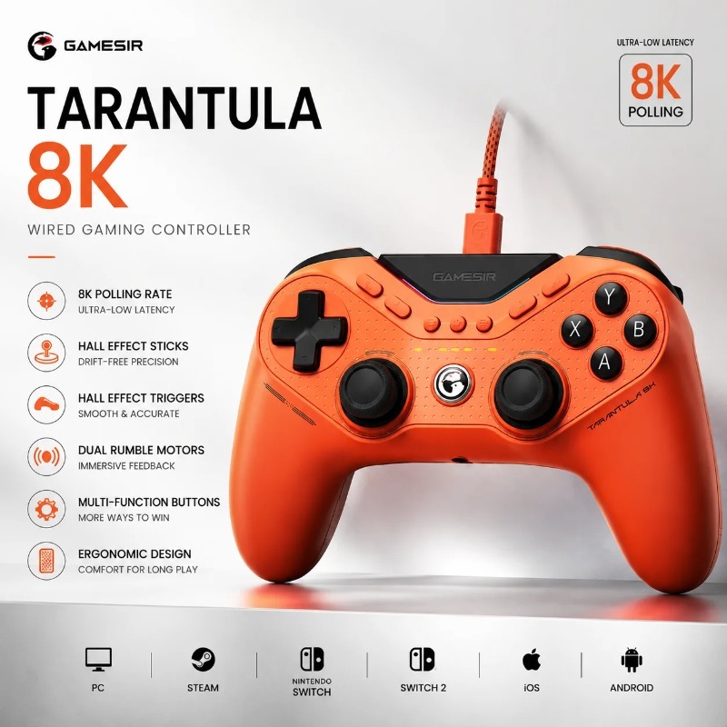 GameSir Tarântula 8K Controlador De Jogo Com Fio Layout Simétrico