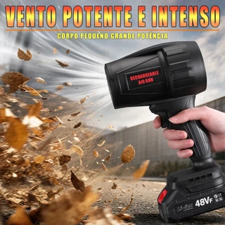 Soprador de Folhas Turbo Ventilador Elétrico 48V, Com 2 Baterias Superpoderosas e Portáteis, Embalagem em Caixa de Papel