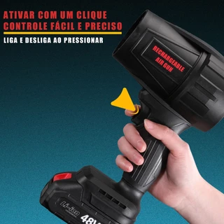 Soprador Turbo 48V Bivolt Sem Fio Recarregável, Kit com Caixa de Papelão e 2 Baterias, Alta Potência para Limpeza
