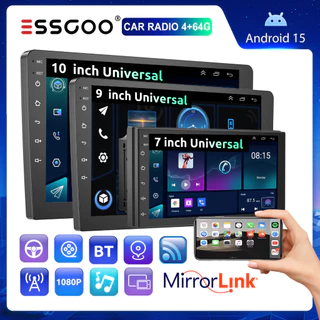 (Do São Paulo) ESSGOO Bluetooth 7 " 9 " 10 " 2 DIN 4 + 64GB Android Carro MP5 Player Tela De Toque CarPlay E Rádio