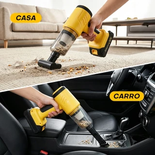 Aspirador Portátil de Pó Sem Fio 7 Em 1 Recarregável Com 21V 2 Baterias Aplicável Carro Casa