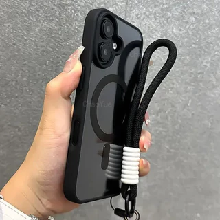Capa Magnética Acrílica De Silicone Fosco Transparente, Compatível Com iPhone 18 17 16 11 12 13 14 15 Pro Max Plus