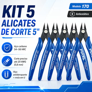 Kit De 5 Alicates E Descascadores De Corte Nivelados Diagonais De Precisão