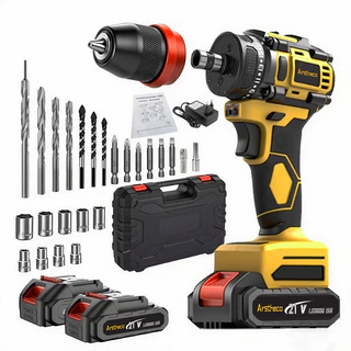Parafusadeira Furadeira 3/8" 21V 2 Baterias Com Maleta e Acessórios Completo brushless