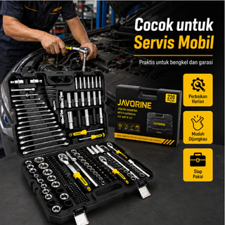 Kit Ferramentas 220 Peças com Soquetes Catracas Bits e Maleta 1/4 3/8 1/2