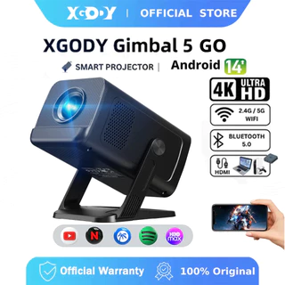 Projetor XGODY Gimbal 5 GO 1080P HD Auto Keystone Android 14 Home Cinema 300ANSI Suporte Netflix