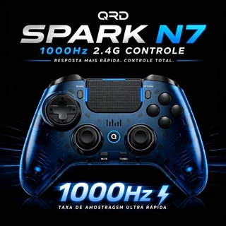 Controlador De Jogos Sem Fio QRD Spark N7 Para PS4/PS3/PC, Joysticks De Efeito Hall De 2.4 Ghz 1000 Hz, Gatilhos Ajust