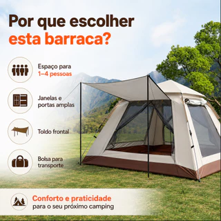 Barraca De Acampamento Grande Para 4/5 Pessoas 200x200x155cm Camping Portá Til