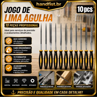 Jogo de Lima Agulha 180mm 10 Peças Redonda Chata Triangular