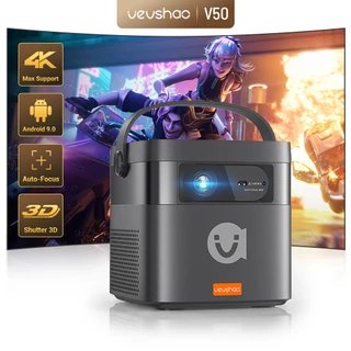 Projetor Portátil VEVSHAO V50 Com Bateria Recarregável | 1080P HD 500 ANSI Som 20W Filme Ao Ar Livre