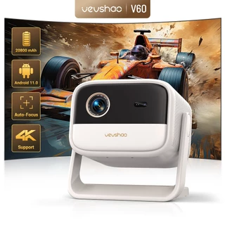 VEVSHAO Projetor Inteligente V60 Full HD 1080p Android 11.0 Bateria Embutida Auto Foc Keystone Wifi 5G Bluetooth DLP