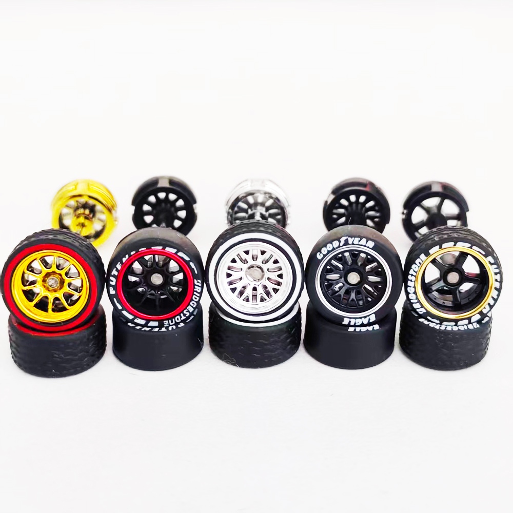 10.8mm 1/64 Rodas De Carro De Liga JDM BBS ADVAN CE28 Pneus De Borracha ...