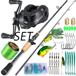 Conjunto De Pesca Sougayilang Vara De Fundição De 2 Seções + 7.2: 1 De Alta Velocidade ​ Carretel (10kg Max Drag) + Isc