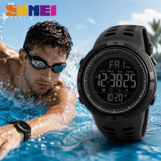 SKMEI Relógio Masculino Digital Esportivo 50M Resistente à Água para Natação Cronômetro Alarme Luz EL Preto