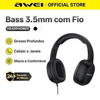 Fone de Ouvido Headphone Awei GM-6 Com Fio P2 3.5mm Over-Ear Com Microfone Super Grave