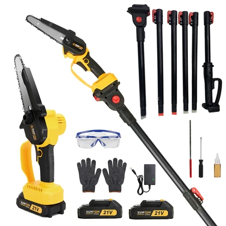 Podador de Galhos 1000w com 2 Baterias Cabo Extensor 4 Metros Mini Motosserra Motopodador eletrico