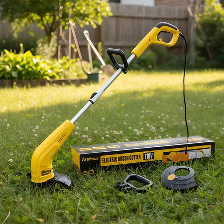 Aparador De Grama Elétrico Corte 280 MM 1600W cabo bipartido 12000RPM 220V 110V Com Acessórios Arstheco