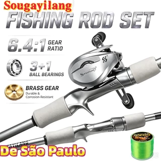 O Conjunto De Pesca De Fundição Sougayilang Inclui Uma Vara De Duas Peças De 1.8 M E Carretel De Arremesso 6.4: 1 3 + 1