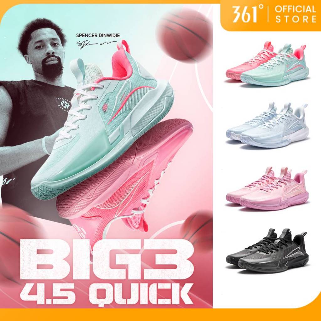 361 Degrees BIG3 Quick 4.5 Tênis Masculino de Basquete Leve e