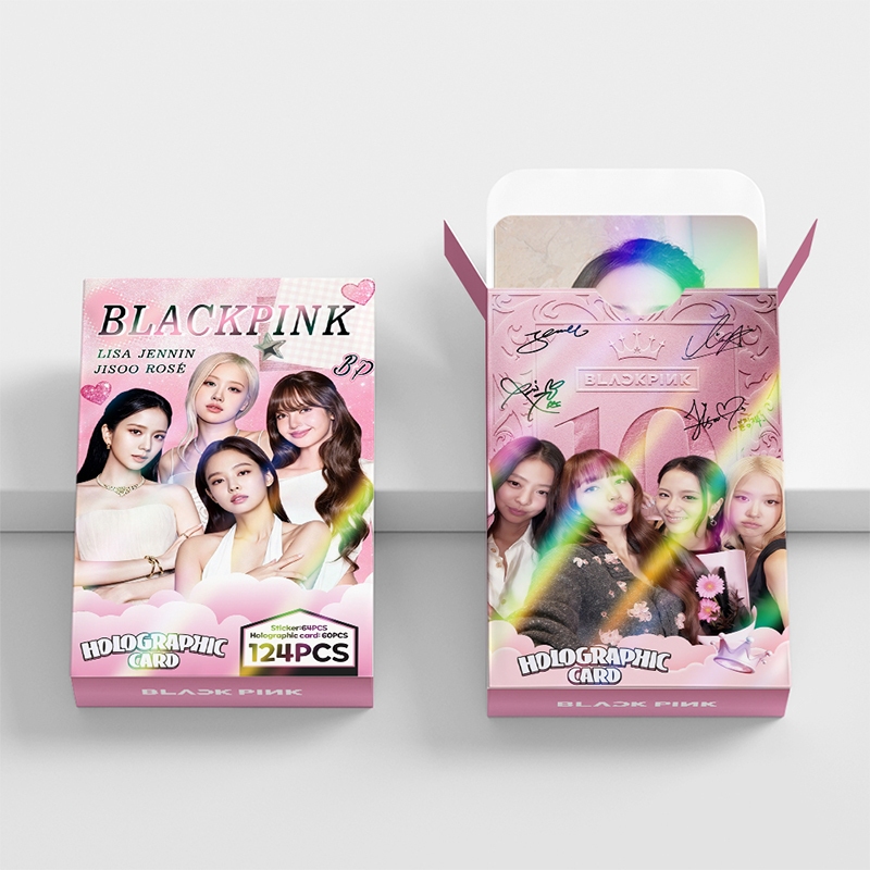 124 Pçs/Caixa BLACKPINK Photocards Holográfico LOMO Cartão Adesivo