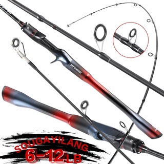 Vara de Pesca Sougayilang Spinning/Casting 1,8/2,1m Vara de Pesca em Alto Carbono 2 Seções com Punho EVA para Pesca em Á
