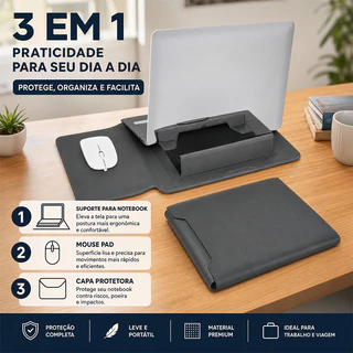Capa para Notebook e Macbook Compatível 13,3 15 e 16,2 Polegadas, Couro PU Macia Bolsa Protetora para Air e Pro