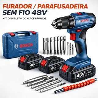 Bosch Professional 48V Impact Drill with 2 Batteries, Kit with Case and Accessories