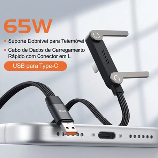 Cabo Tipo C 65W/120W, Suporte Dobrável Para Celular, 90 ° Conector L, Turbo Type-C