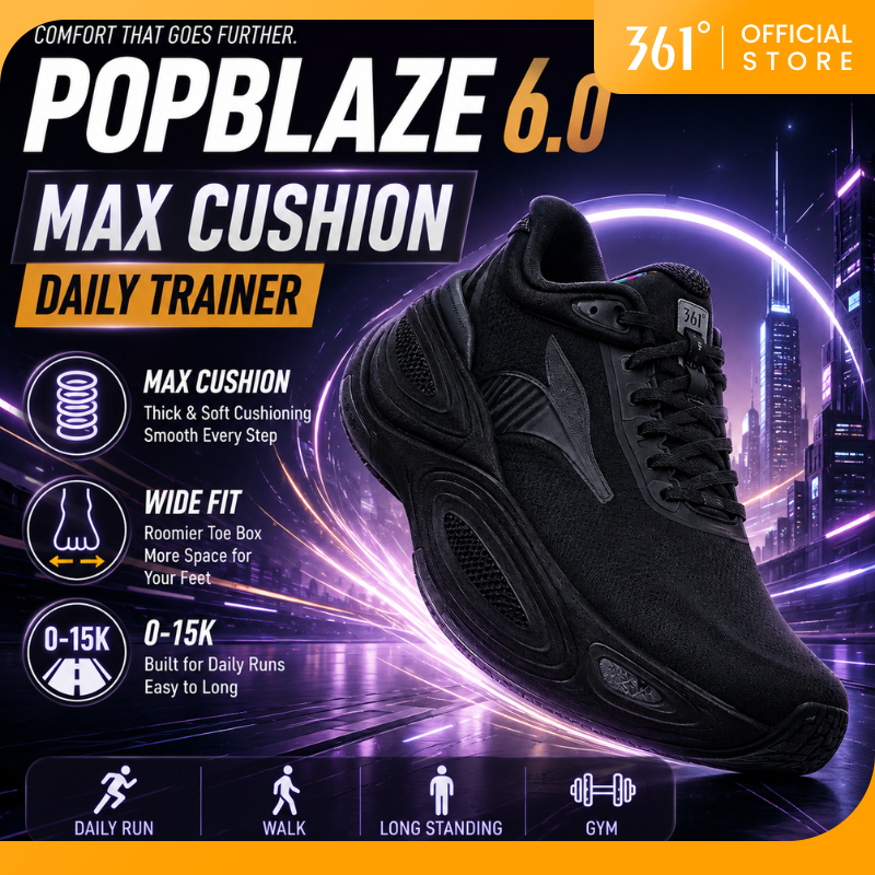 361 Degrees PopBlaze 6.0 Men Women Professional Running Shoes
