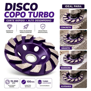 Disco Diamantado Rebolo P Porcelanato Concreto Desbaste Esmerilhadeira Lixadeira Bosch Makita