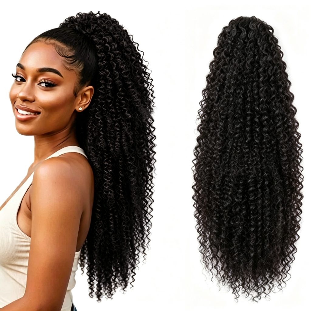 Omber Loira Rabo De Cavalo Encaracolado Cabelo Orgânico 70cm