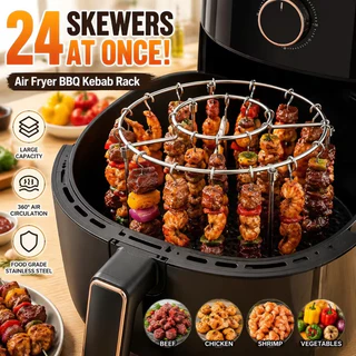 Espetos Verticais Para Fritadeira De Ar, 48/24 Peças, Conjunto De Churrasco De Aço Inoxidável Forno E Grelhar Ao Livre