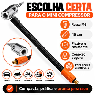 Mangueira para compressor bomba de Ar portátil rosca M6 de Ar Inflador Pneus Bolas Colchão