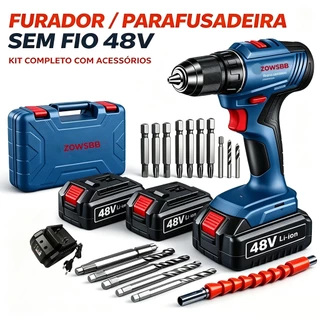 Bosch Furadeira Parafusadeira 48V GSB 6-115 Com 2 Baterias ComAcessórios e Caixas Profissional