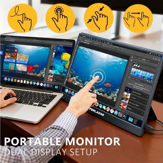 Monitor Portátil Touch 15,6" FHD 1080P IPS, Tela Sensível ao Toque USB-C e HDMI para Notebook, PC, Celular e Jogos