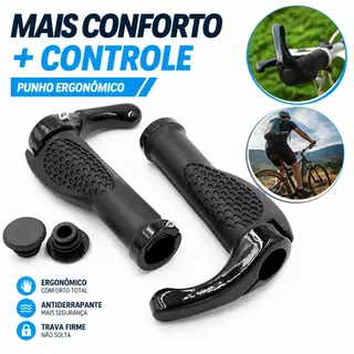 Par de Manopla Para Bike Anatômica Ergonômica Com Bar End Ciclismo Mtb