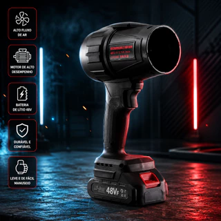 Soprador Turbo Sem Fio 48V Recarregável Bivolt, Alta Potência com Duas Baterias para Limpar Poeira| caixa de papel