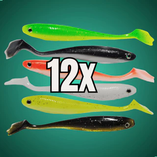 Kit 12 Isca Soft Artificial Pesca Grub Shad De Silicone Para Traira Tucunaré Black Bass Dourado