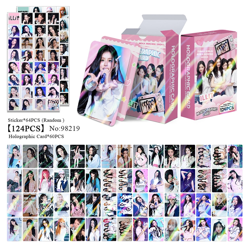 124 Pçs/Caixa ILLIT Photocards Holográfico LOMO Cartão Adesivo